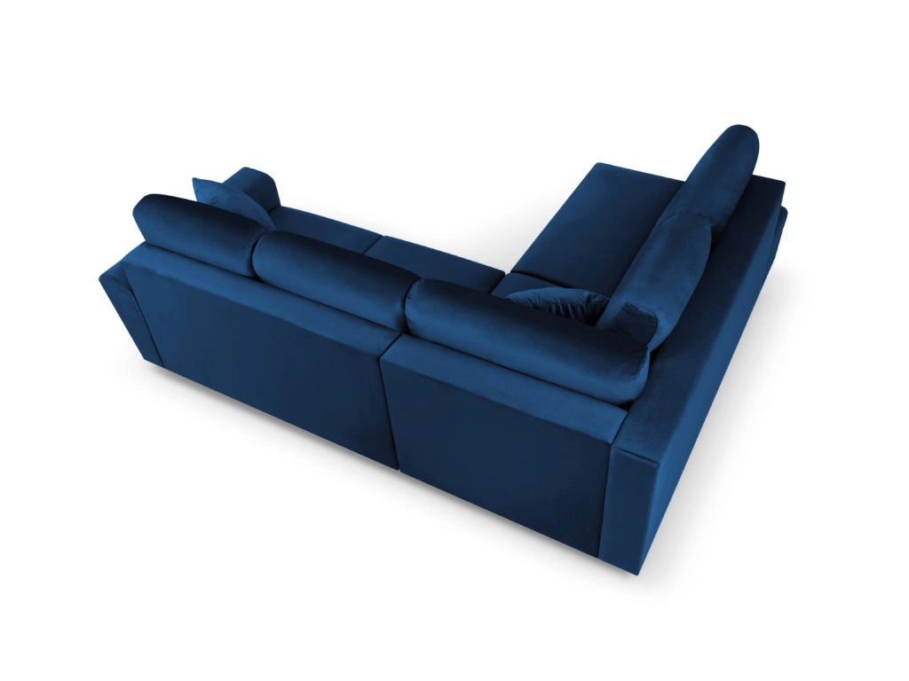 Cosmopolitan Design - Divano convertibile angolare sinistro con contenitore "Kyoto" 5 posti in velluto blu reale 