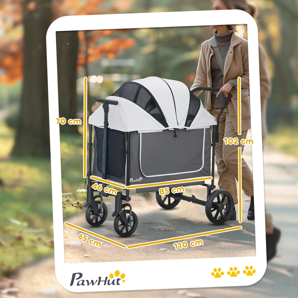 Carrello per animali pieghevole ¨C zephmum ¨C 110x65x102 cm grigio scuro