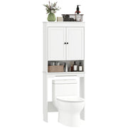 Mobile Bagno Sopra WC con Ante e Ripiano ¨C Zephmum ¨C Bianco Legno 65x22x161 cm