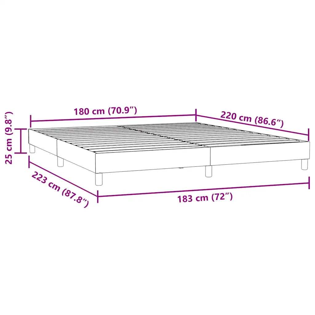 Letto a Molle senza Materasso Grigio Scuro 180x220 cm Velluto 3315886