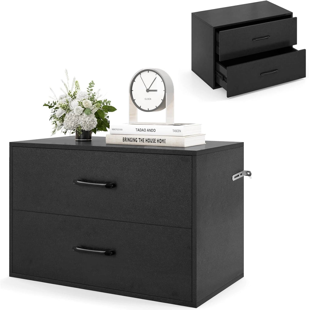 Cassettiera Portaoggetti con 2 Cassetti per Camera da Letto, Mobile in Legno con Kit Anti-Ribaltamento, 4 Tasselli, 60 x 34 x 38 cm, Bianco