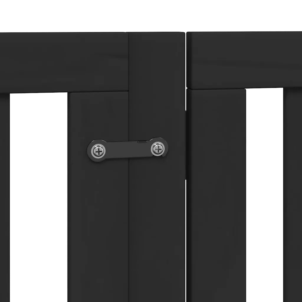 Cancello per Cani Porta Pieghevole Nero 9 Pannelli 450cm Pioppo CFW9622398