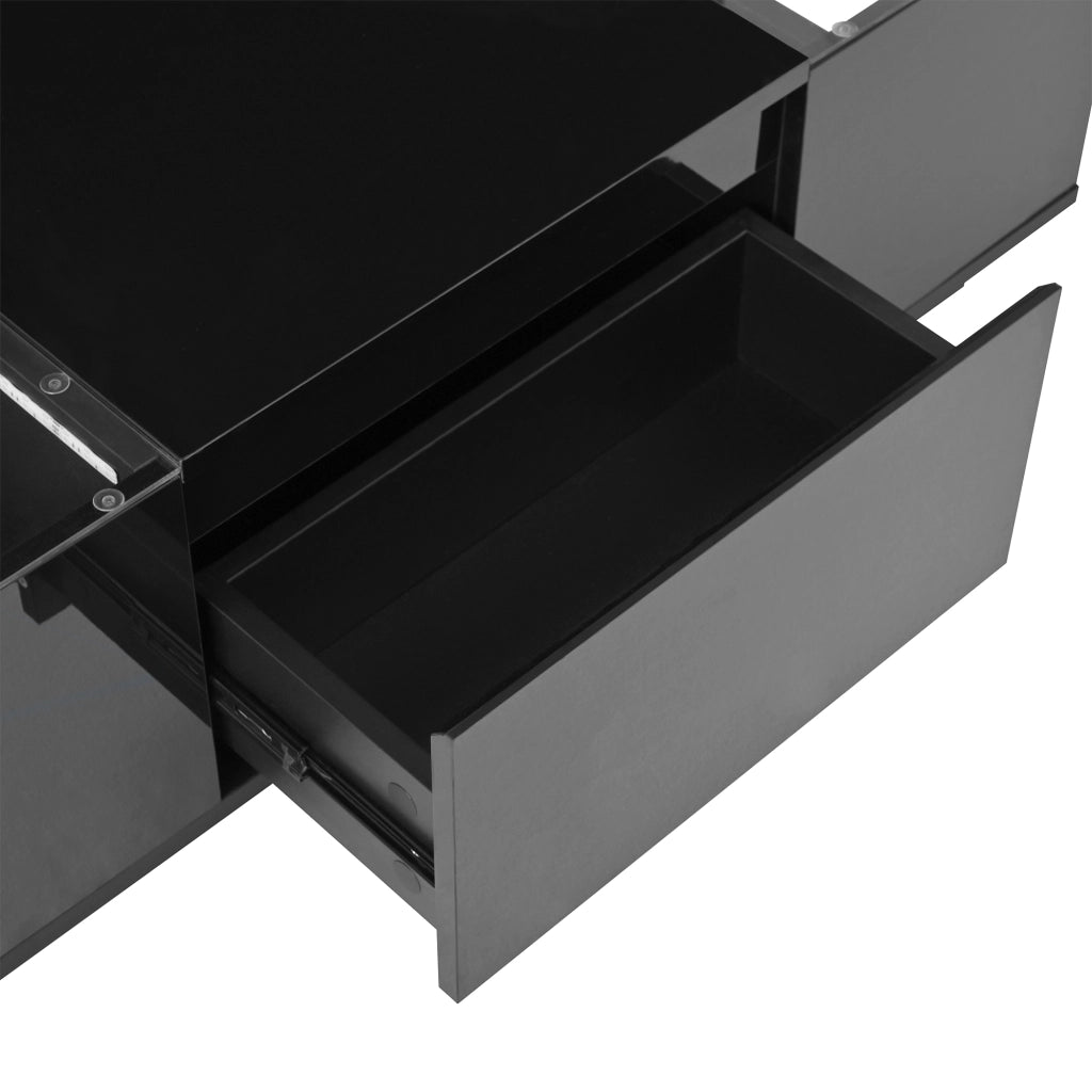 TAVOLINO DA CAFFÈ 105x50x35 cm Nero in pannello di legno con LED