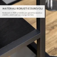 Mobile Libreria a 7 Livelli in Truciolato e Acciaio per Soggiorno, Camera da Letto e Ufficio, 83x34x180 cm, Nero