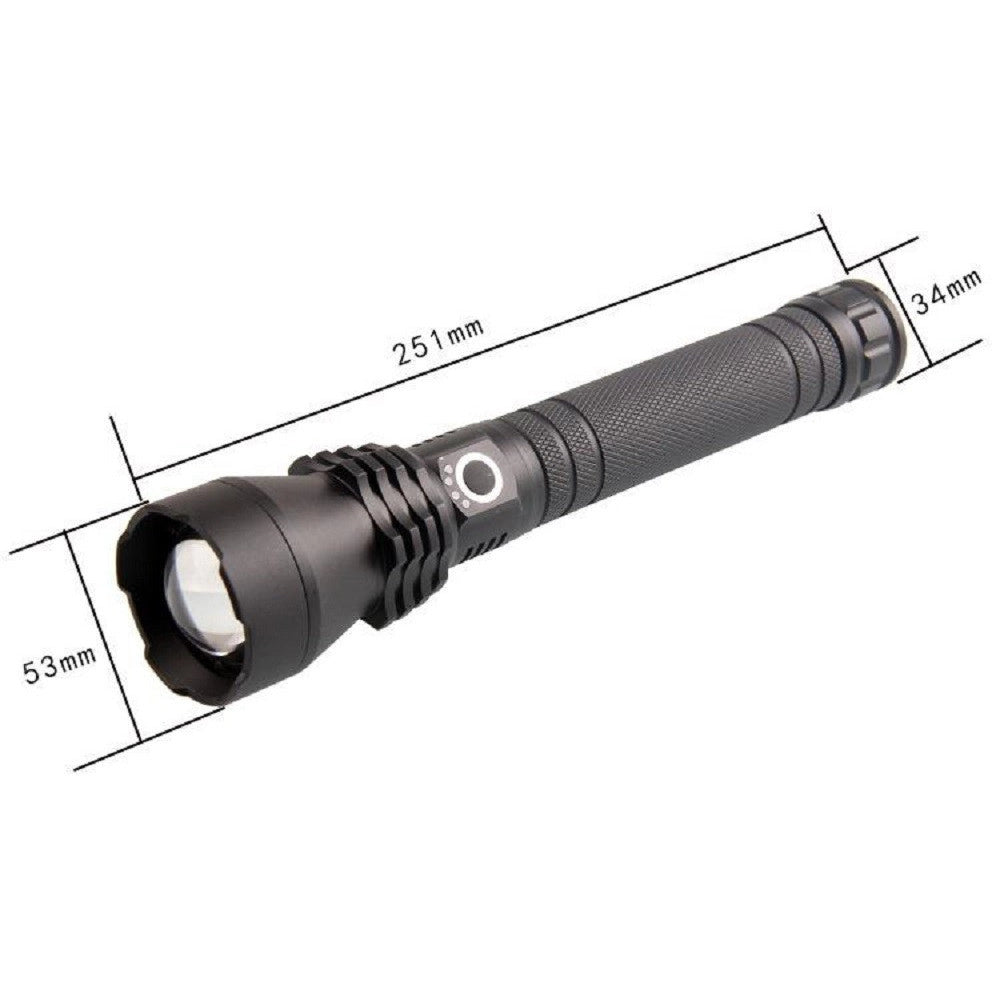 Trade Shop - Torcia Lampada Led Cree P50 Ricaricabile 2000 Lumen 80000 W Zoom Doppia Batteria -