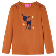 Maglietta da Bambina a Maniche Lunghe Cognac 140cod mxl 84353