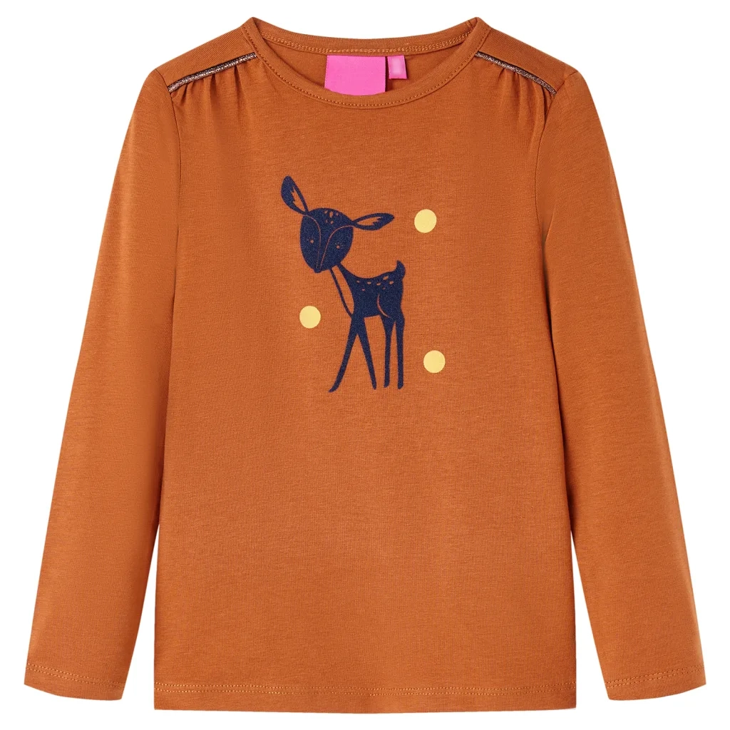Maglietta da Bambina a Maniche Lunghe Cognac 140cod mxl 84353