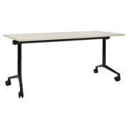 Scrivania rettangolare pieghevole con rotelle portatile con struttura in metallo marrone chiaro e nero 160 x 60 cm stile moderno