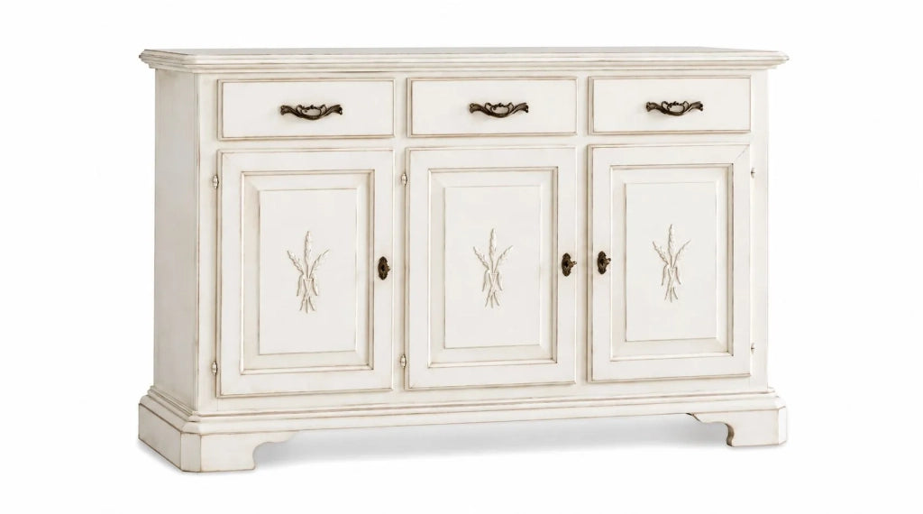 Madia credenza shabby chic 3 ante in legno arte povera 163x49x98 - Mobili 2G