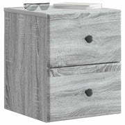 Set di 2 Comodini | Armadio da Notte | Mobiletto da notte a muro Grigio Sonoma 34,5 x 33 x 40 cm