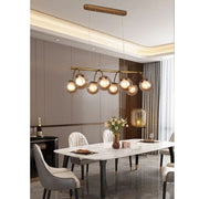 Trade Shop - Lampadario A Sospensione 8 Sfere In Vetro Ambra Lampada Metallo Attacco G9 A04-8 -