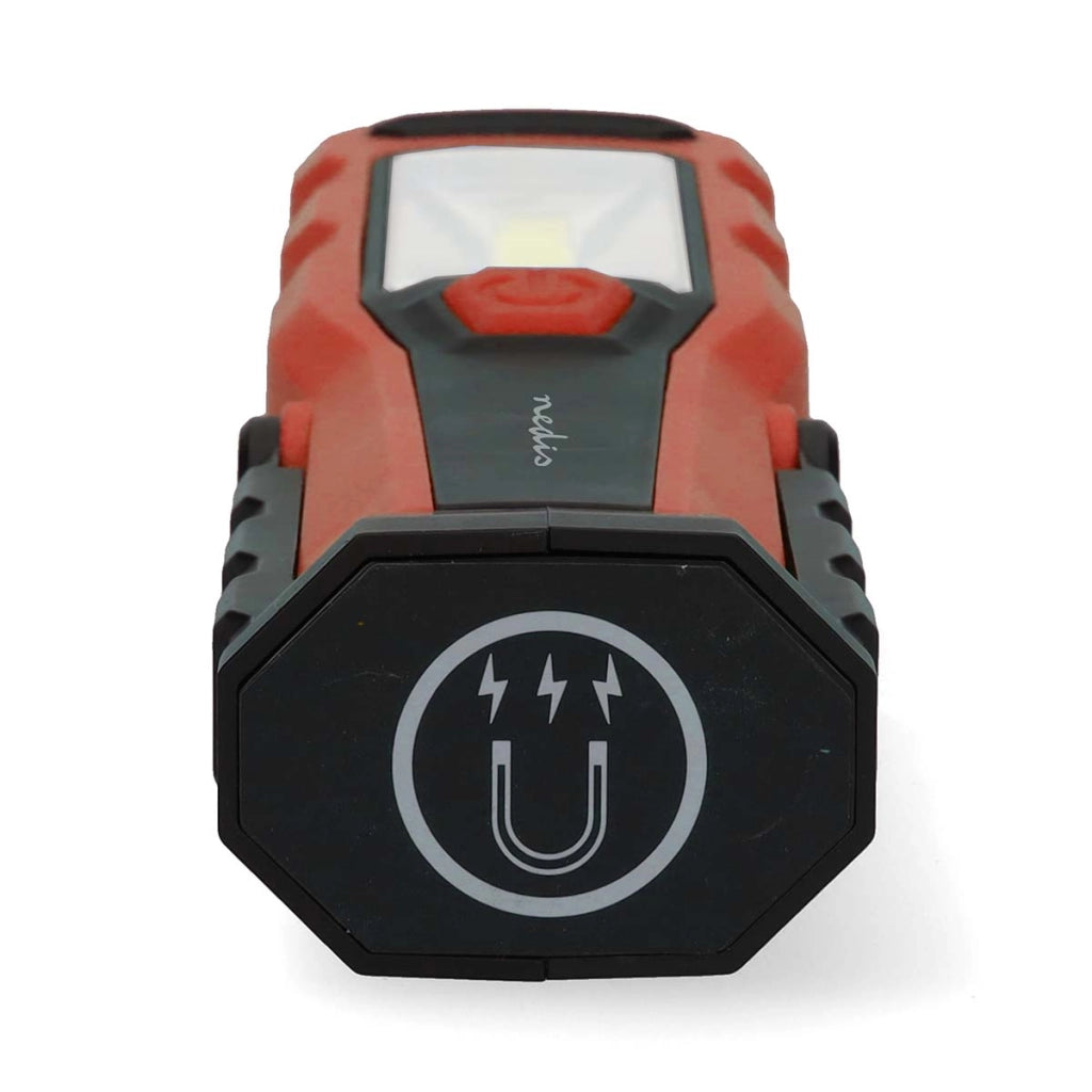 Torcia da lavoro ricaricabile a LED da 4W 300lm con gancio e magnete Nero / Rosso Nedis