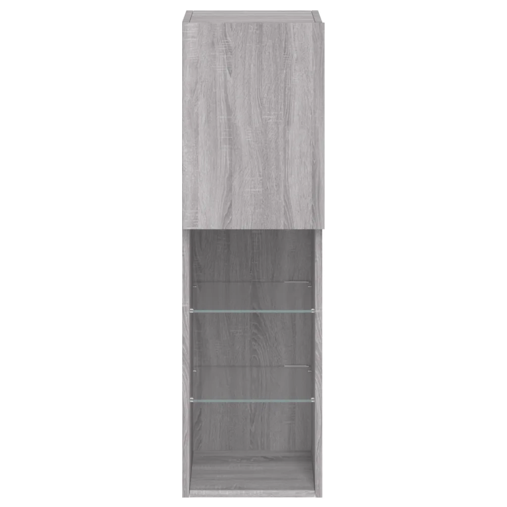 Mobile TV con Luci LED-Credenza per TV Grigio Sonoma 30,5x30x102 cm
