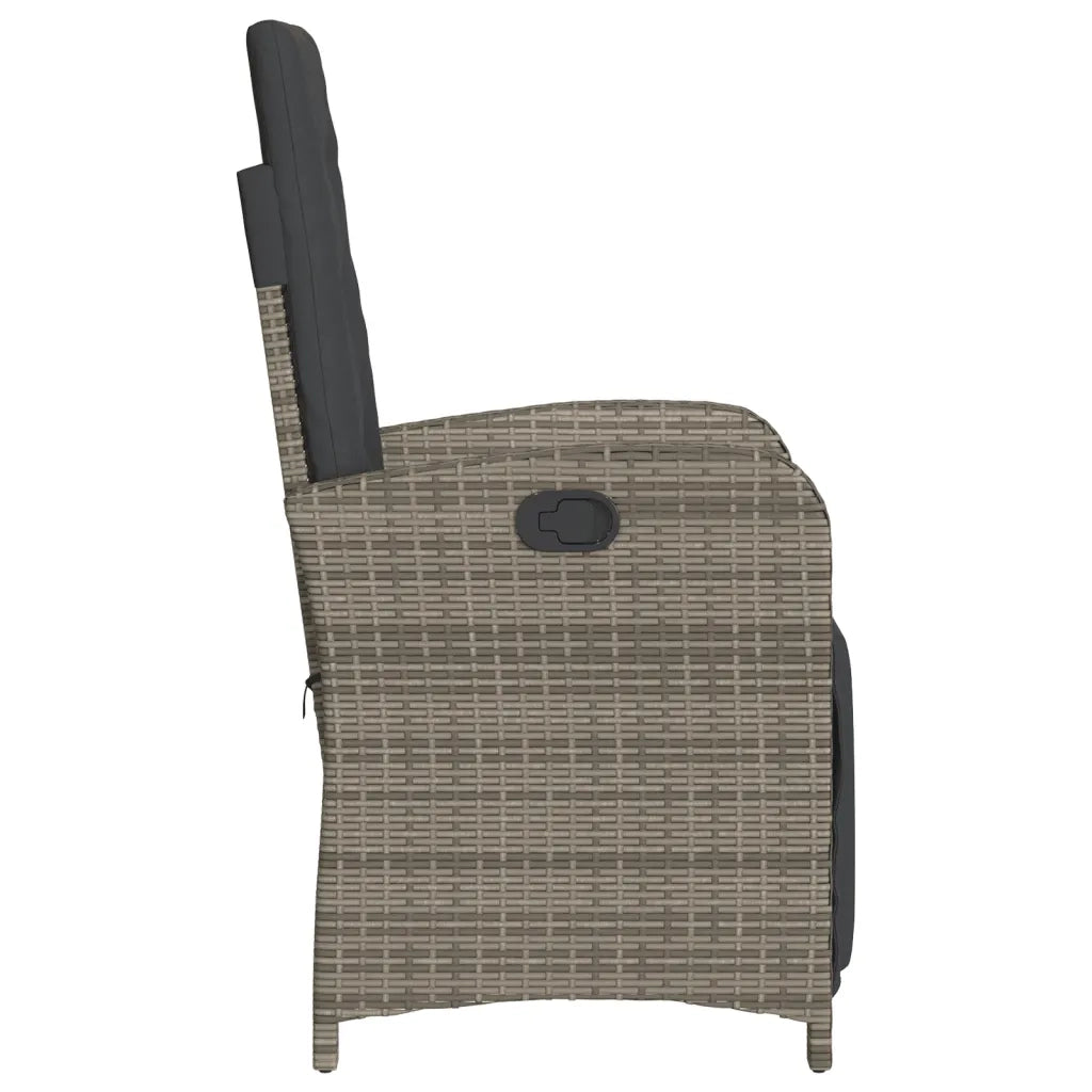 Sedia Reclinabile da Giardino con Poggiapiedi Grigia Polyrattan 365187