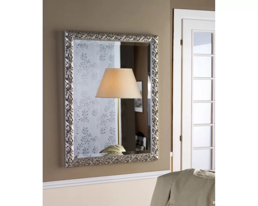Specchiera in foglia argento rettangolare- misure: 59 x 79 x 3