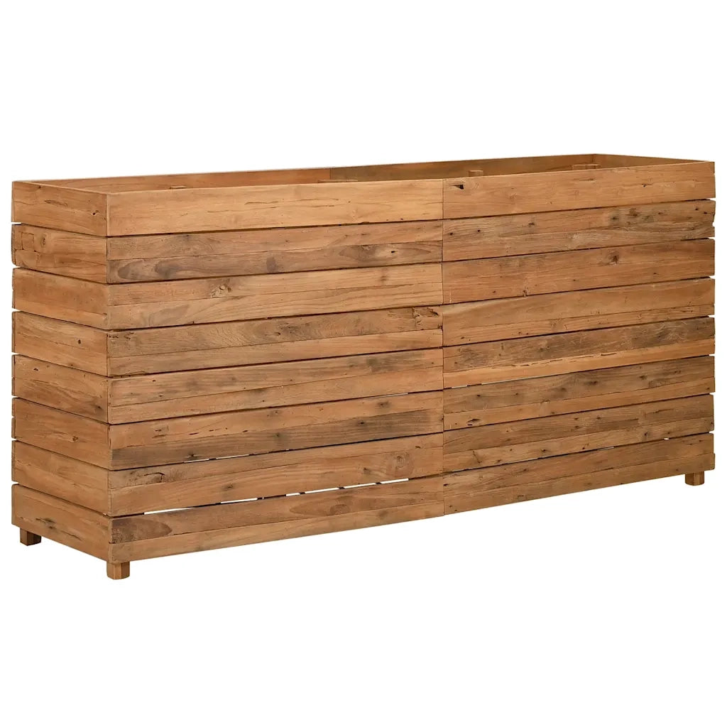 Fioriere | Cassetta per fiori | Letto Rialzato 150x40x72 cm Legno di Teak di Recupero e Acciaio