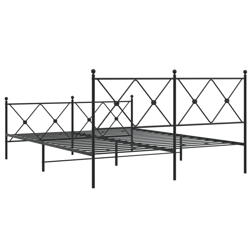 Giroletto con Testiera e Pediera Metallo Nero 150x200 cm 376522