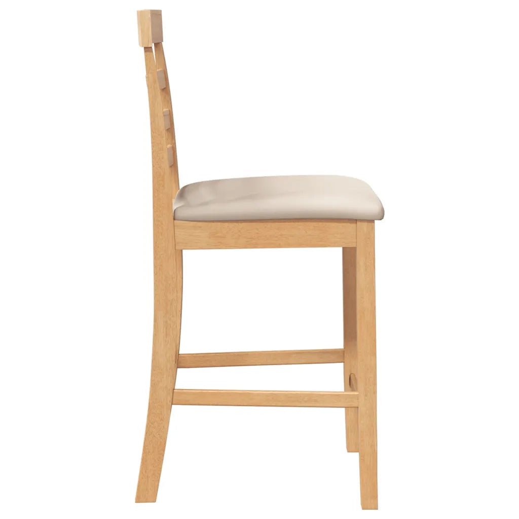 Sgabelli da Bar con Cuscini 2pz Naturale Legno Massello Hevea 4102539