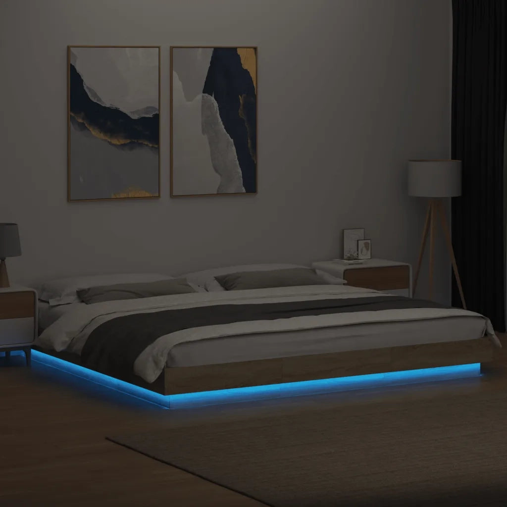 Giroletto Luci LED Rovere Sonoma 180x200 cm Legno Multistrato 3281079