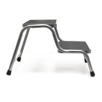 Scaletta 2 gradini, sgabello scaletto con portata 150 kg, doppio gradino in acciaio con 2 gradini antiscivolo