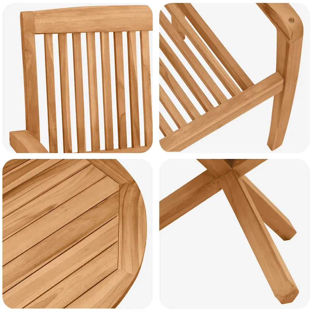 vidaXL Set da Pranzo per Giardino 3 pcs Marrone Legno: Acacia solida