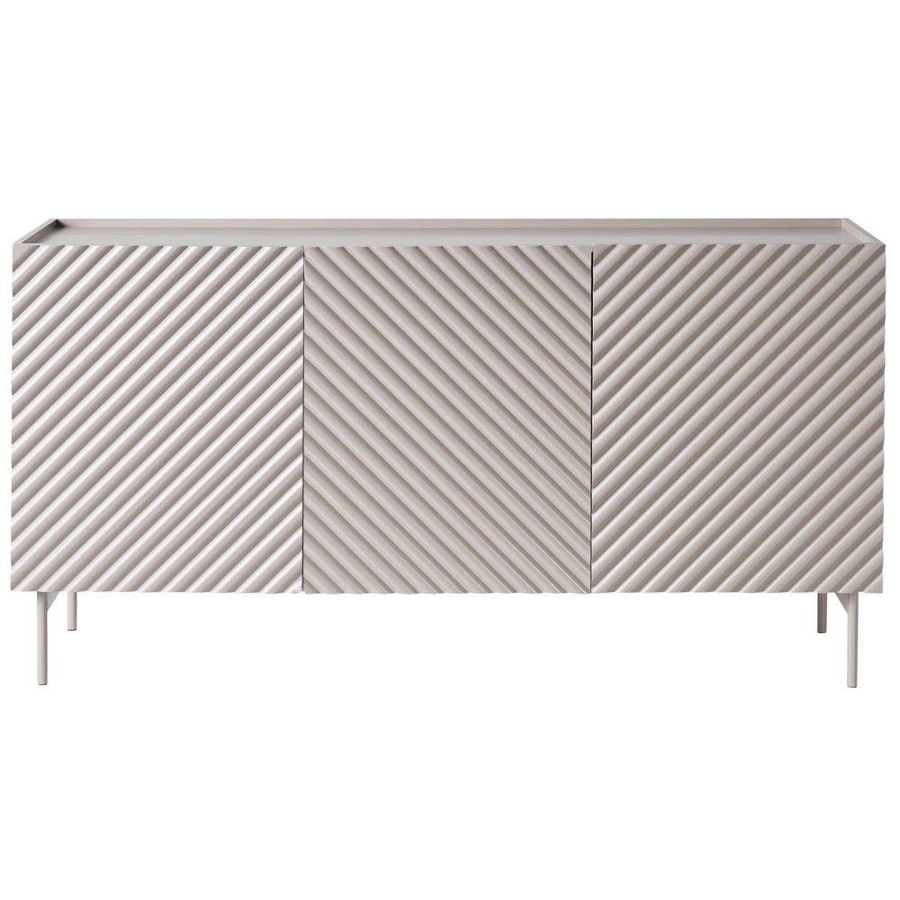 Credenza a 3 ante MDF beige chiaro con gambe in metallo Design moderno Camera da letto Soggiorno