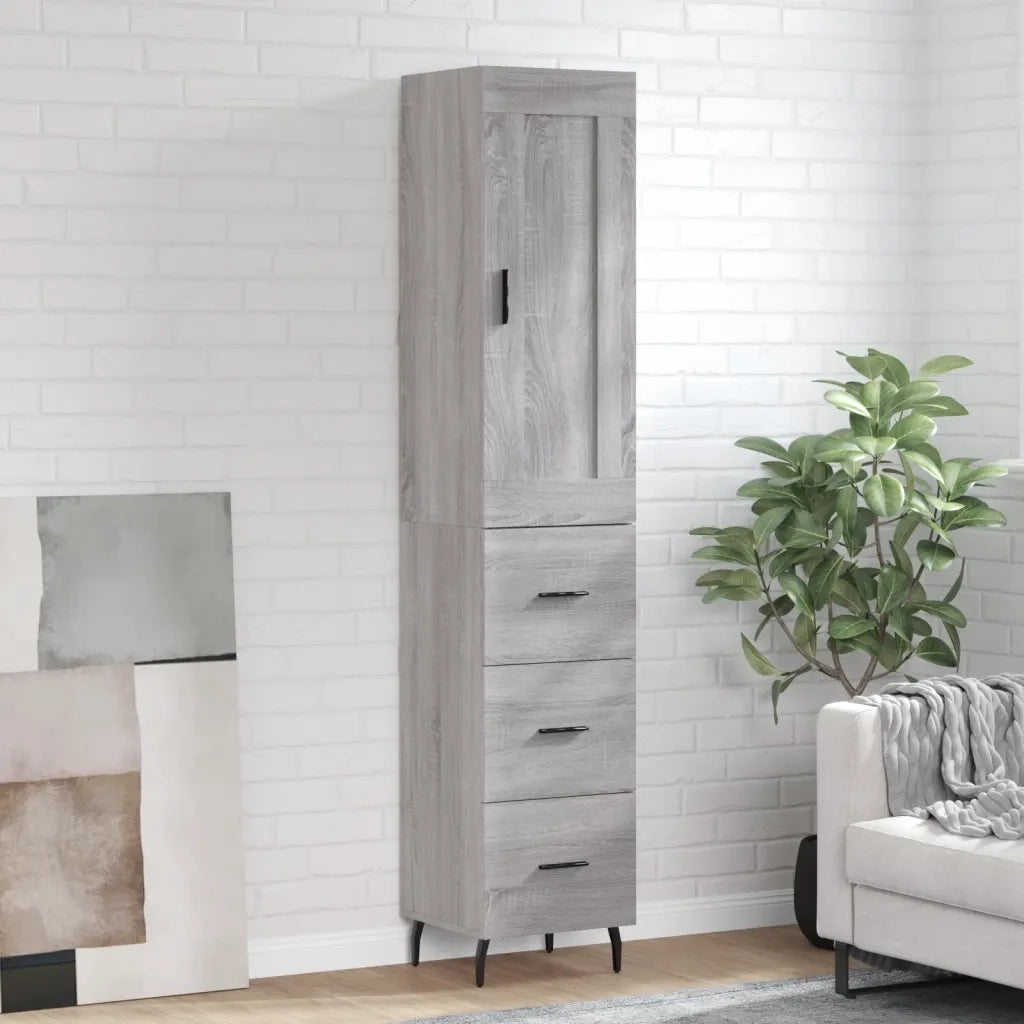 Credenza | Madia | Buffet da pranzo | Armadio da pranzo Grigio Sonoma 34,5x34x180 cm in Legno Multistrato