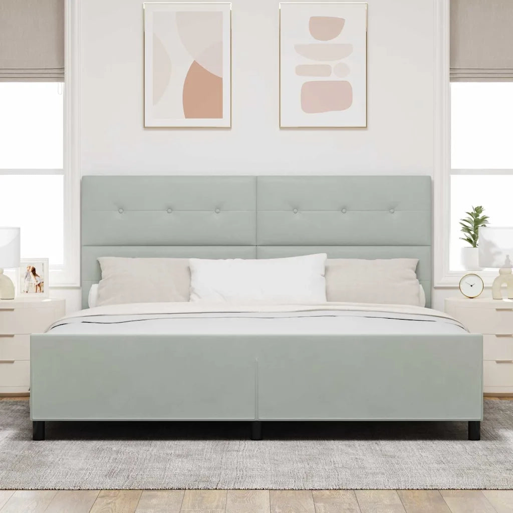 Letto a molle con testiera Grigio chiaro 200 x 200 cm Velluto 3344963
