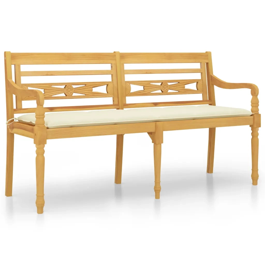 Panca da Giardino | Panchina Batavia con Cuscino Crema 150 cm Legno Massello Teak