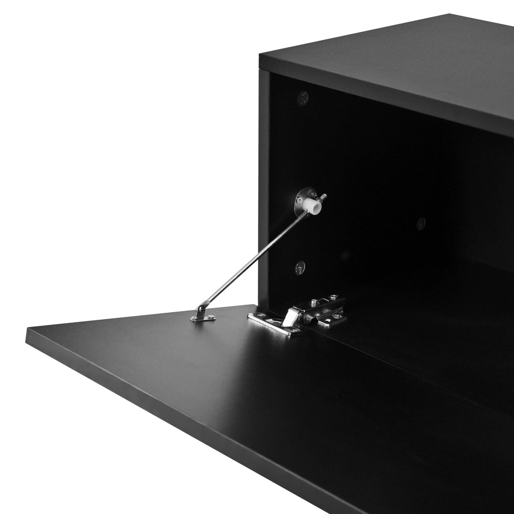 Mobile TV con 2 ante; LED e passacavi - per soggiorno - in MDF - 200×30×30 cm - nero