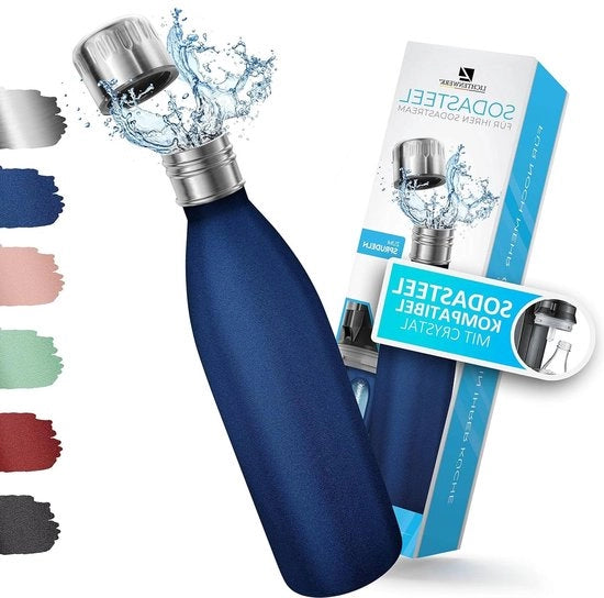 Fusto in acciaio inossidabile da 06 litri - facile da trasportare - adatto per SodaStream Crystal - resistente all'anidride carbonica - resistente al lavastoviglie - rivestimento a base di blu scuro di ossido di zinco.