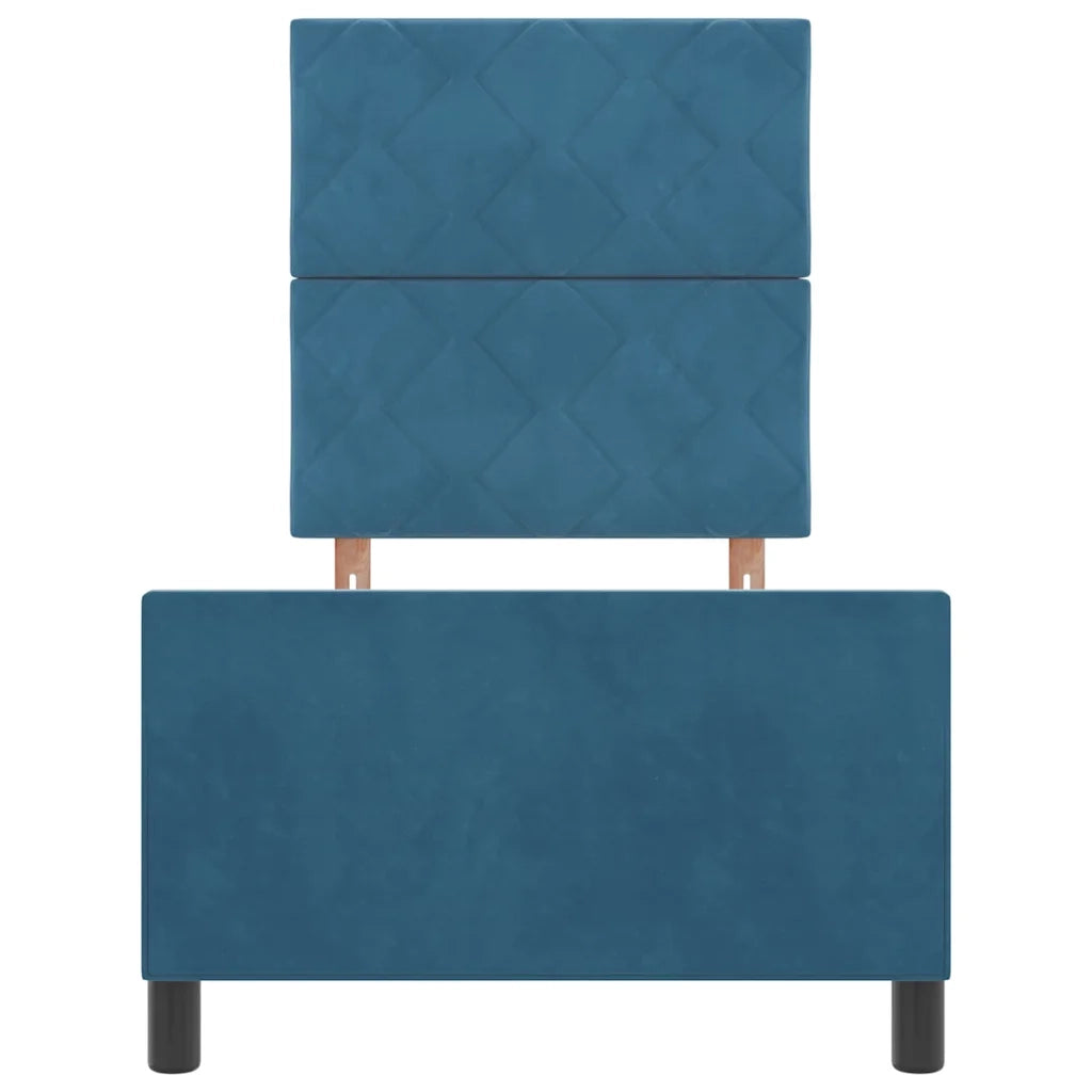 Letto a molle con testiera Blu Scuro 80 x 200 cm Velluto