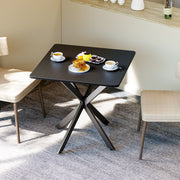 Scrivania lineare con struttura a X in ferro e truciolare, piedini regolabili per home office e cucina, nero, 80 × 80 × 75 cm