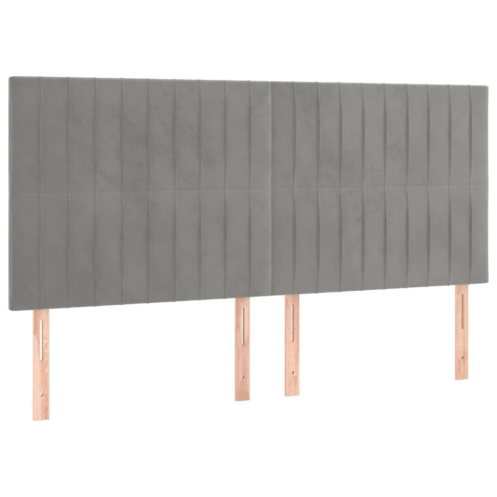 Testiera-Testata Decorativa Grigio Chiaro 200x5x118/128 cm Velluto 727528