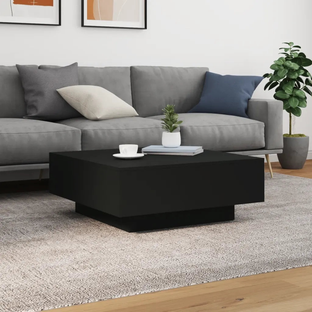 Tavolino da salotto | Tavolino da caff¨¨ | Tavolino da Soggiorno con Luci LED Nero 80x80x31 cm
