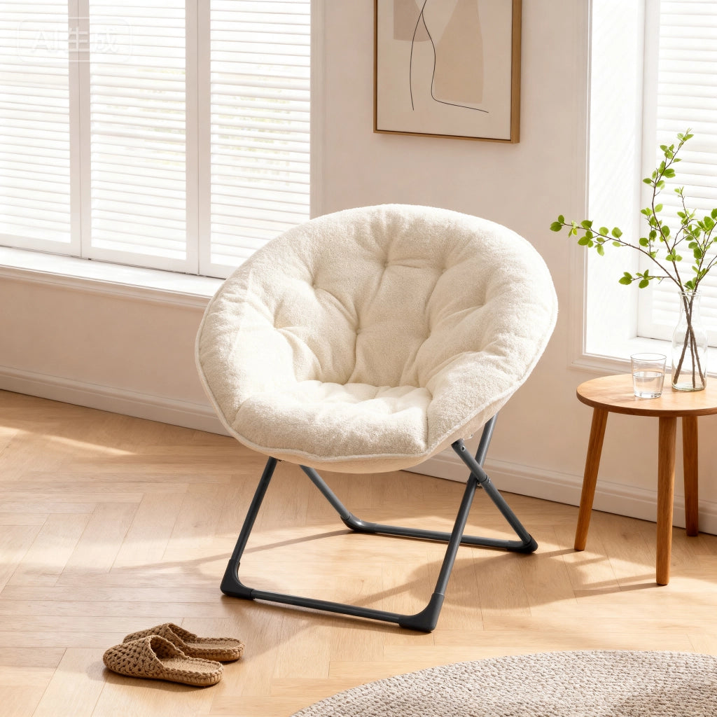 Sedia a sacco pieghevole in lana - Zephmum- Beige, portatile e morbida