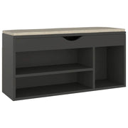 Panca Porta Scarpe | Scarpiera | Mobile per scarpe con Cuscino Grigia 104x30x49cm Multistrato