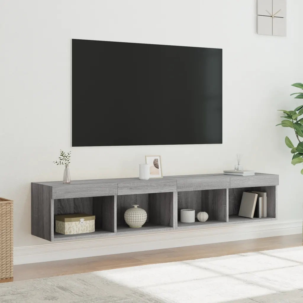 Mobili Porta TV con Luci LED 2 pz Grigio Sonoma 80x30x30 cm 837152