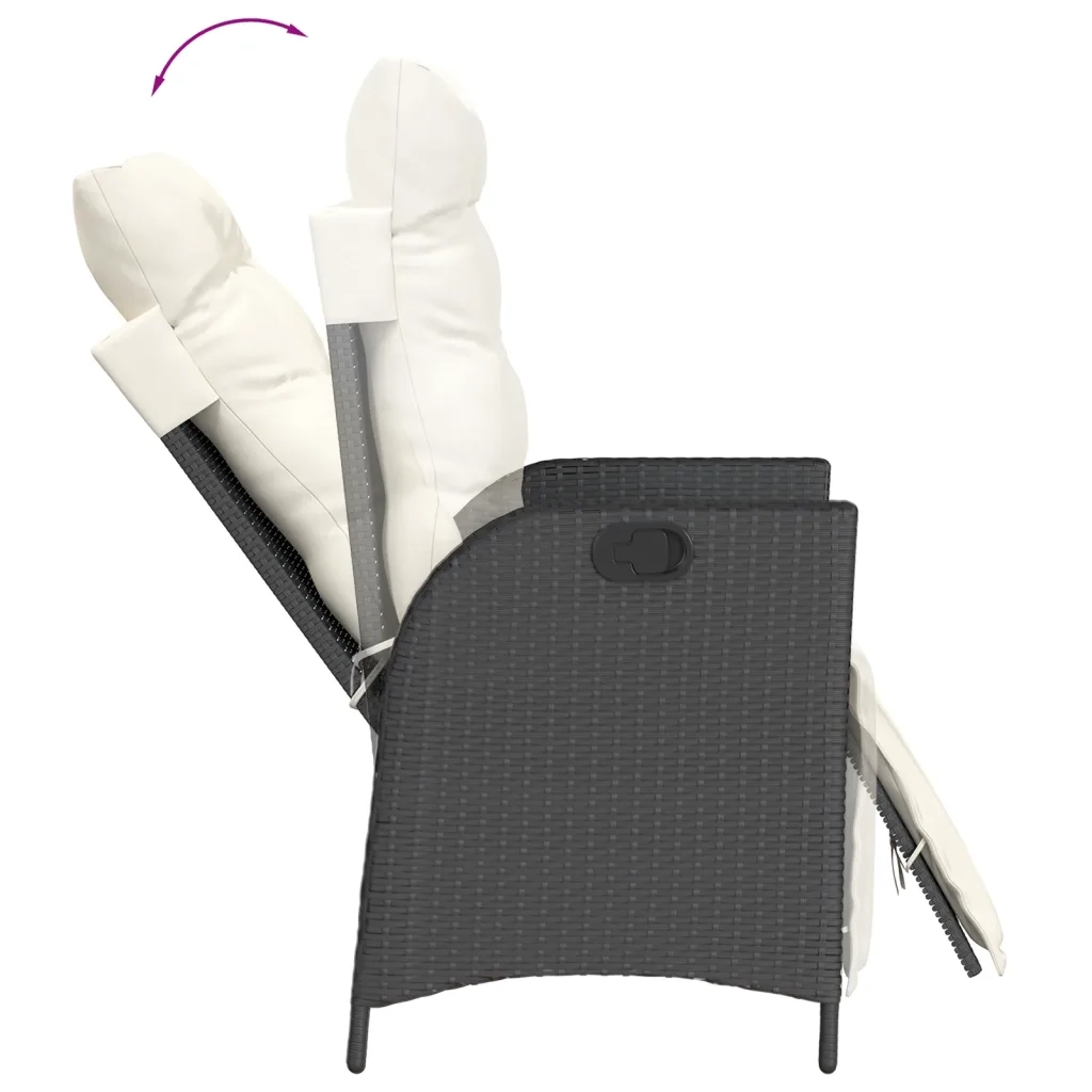 Set da Pranzo da Giardino 5 pz Nero con Cuscini in Polyrattan 3213386