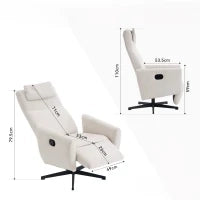 Poltrona relax reclinabile con base girevole e schienale regolabile, 67x80.5x110 cm, Beige