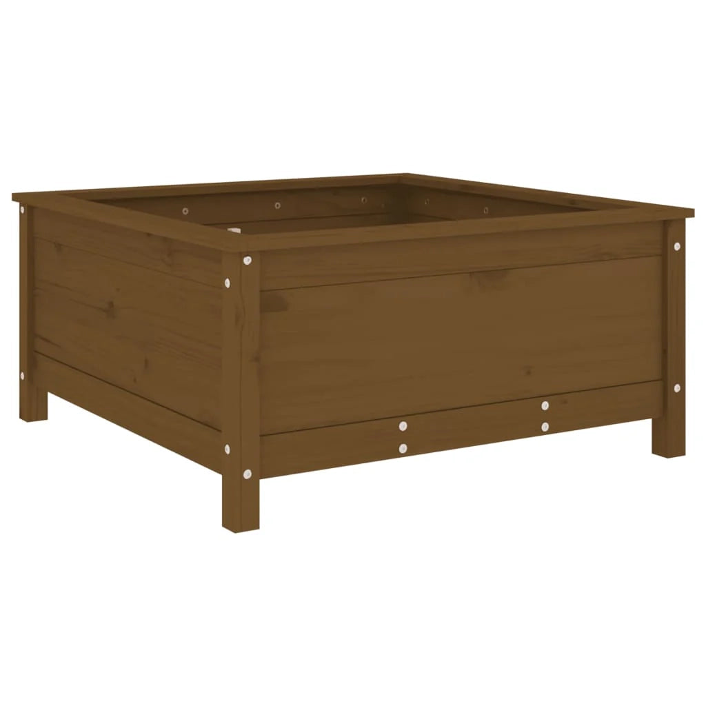 Fioriera rialzata per piante e fiori terrazza giardino 82,5 x 82,5 x 39 cm legno massello di pino marrone 02_0037945