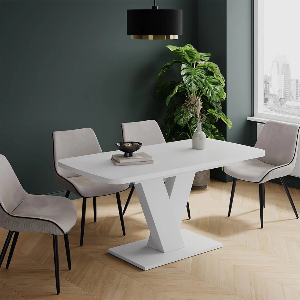 tavolo da pranzo allungabile Fenaro, Bianco, 120 x 80 cm 2 parti, con estrazione sincronizzata per lunghezza variabile del tavolo