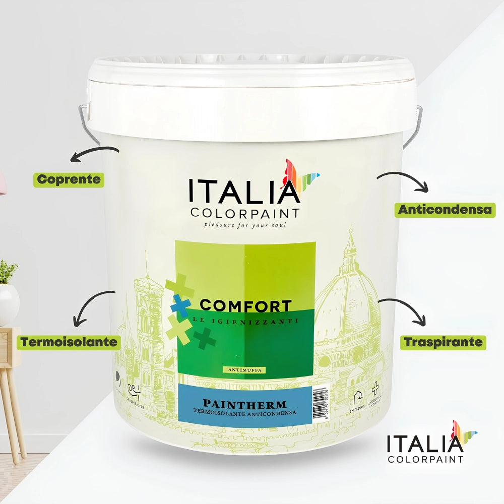 Idropittura termoisolante anticondensa muffe umidità bianca comfort paintherm *** formato 4 lt, confezione 1
