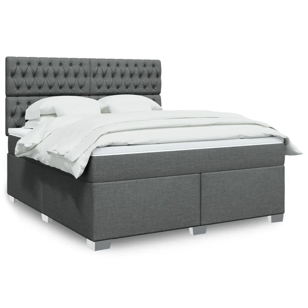 Giroletto a Molle con Materasso Grigio Scuro 180x200 cm Tessuto