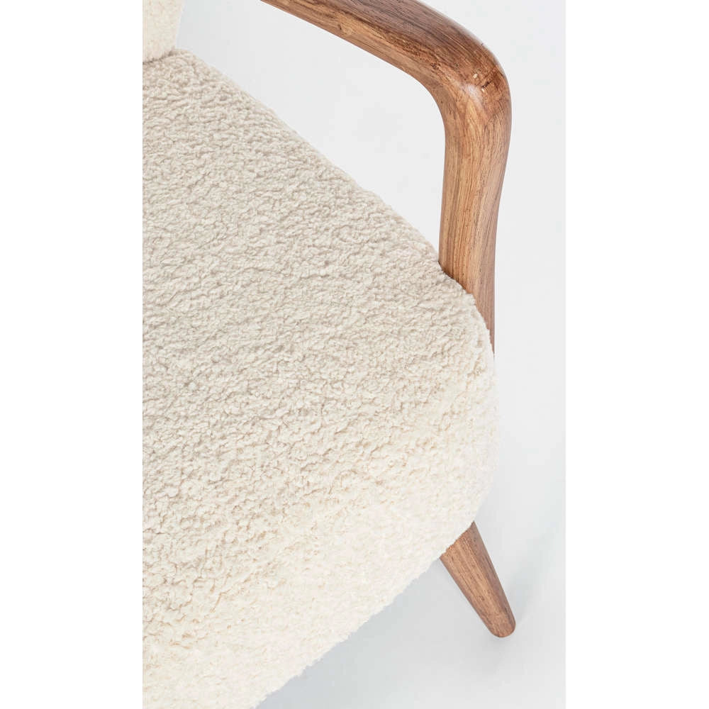 Poltrona Arredo in Legno e Tessuto Bianco Vintage Moritz Bizzotto