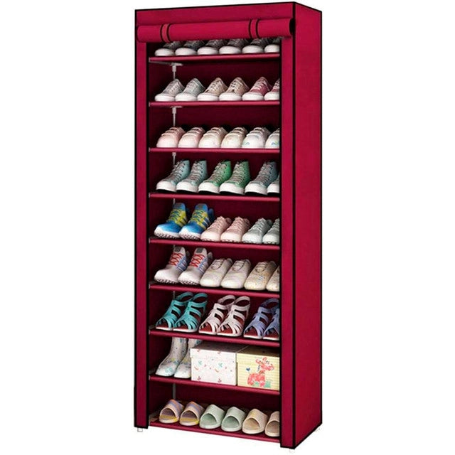 Armadio Scarpiera in tessuto con anta con cerniera 160x60x30 cm (Granato)