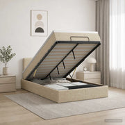 Letto Ottomano con Materasso e LED Crema 120 x 200 cm Tessuto 3458067