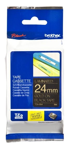Brother tze-354 nastro per etichettatrice oro su nero - TZE354