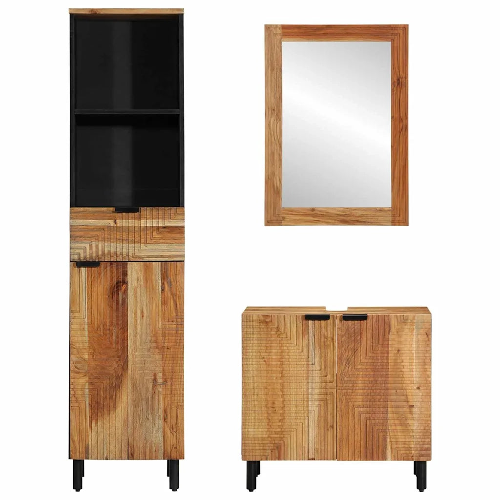 Set di mobili per il bagno con cassetto con porta 3 pcs Marrone 3310013