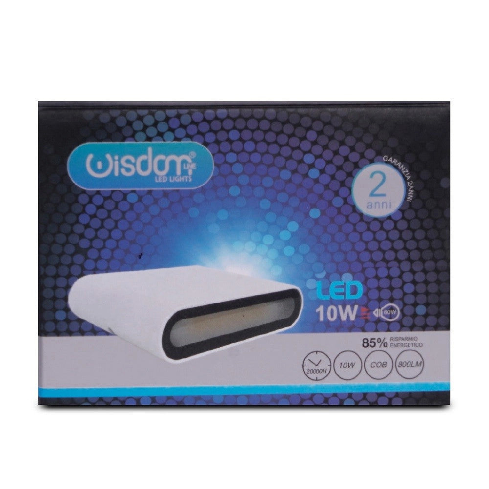 Trade Shop - Applique Led Cob 10w Quadrata Bianca Slim Up & Down Luce Fredda Naturale Xc-9047 -